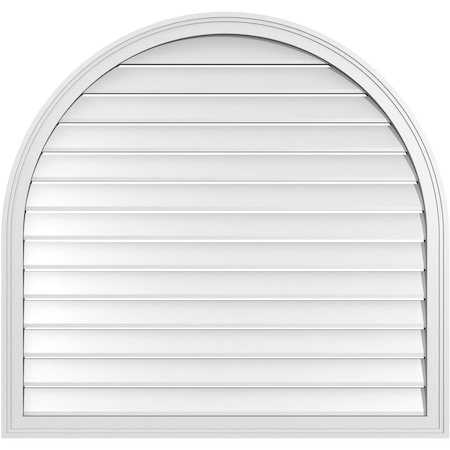 Ekena Millwork Round Top Surface Mount PVC Gable Vent: Functional, w/ 2"W x 1-1/2"P Brickmould Frame, 42"W x 40"H GVPRT42X4002SF
